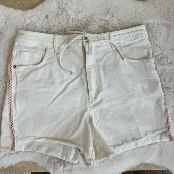 Anthropologie Faustine Embroidered Drawstring Waist Shorts Womens Size 30 White - Picture 2 of 14